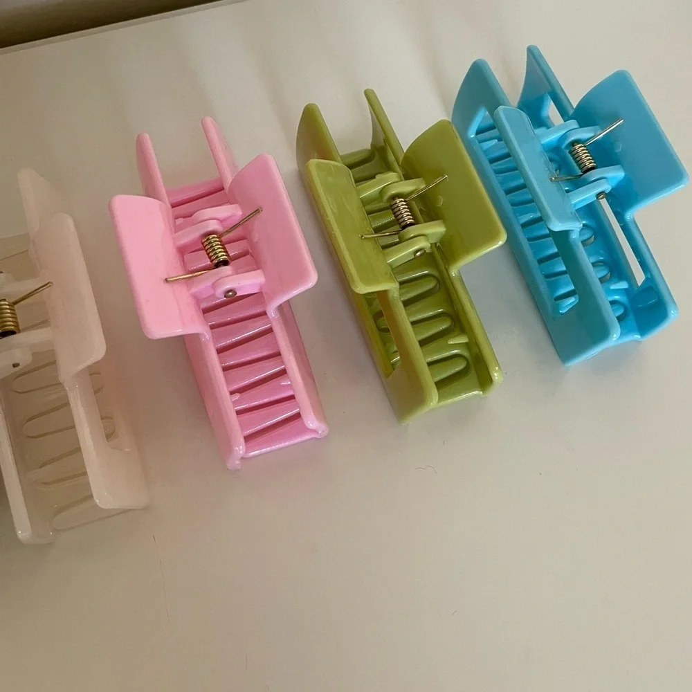 Pink Multicolored Rectangular Medium Size Claw Clip Hair Accessory 5 Pack Bundle